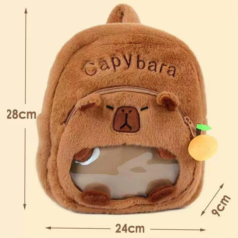 Capybara Plush Backpack Cute Light Brown Soft Filled Animal with Eye Multi-Functional Storage, Ideal for Sofa Cushion Home Decor