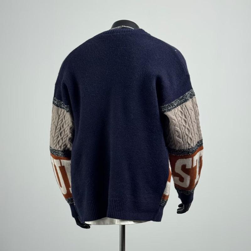 

2024 Men s Autumn/Winter Retro Casual V-Neck Cardigan Sweater - Solid Color Knitwear L темно-синього кольору