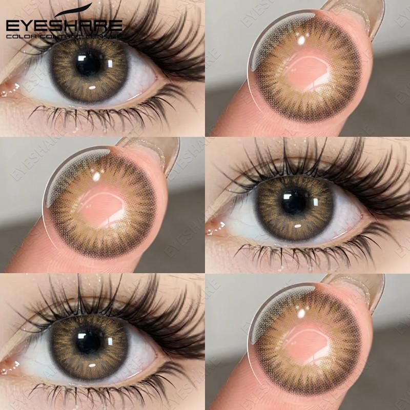 Eyeshare 1 Pair Colored Contact Lenses Brown Eye Contacts Gray Pupils Doll Eye Lenses Makeup Cosmetics Year Use