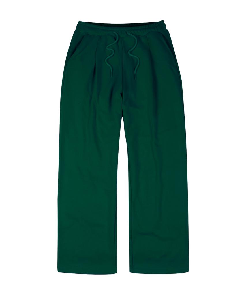 MOZMOZ Plain Single-Pleat Wide Training Pants Green