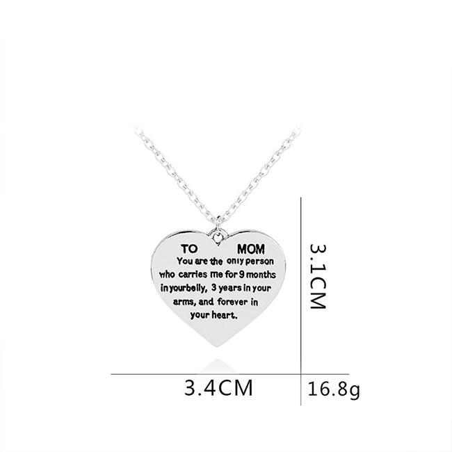 TO Mom Lettering Stainless Steel Pendant Necklace Heart Chain Mother's Day Gift TO Mom Lettering Stainless Steel Pendant Necklace Heart Chain Mother's Day Gift