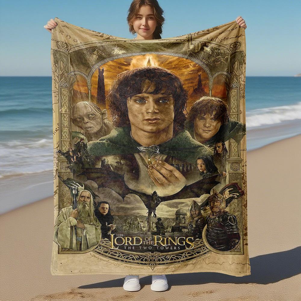 1PC The Lord of the Rings Two Towers Outdoor Flannel Blanket Soft Plush Decor for Picnics, camping,Bedroom, Playroom, Office1167A