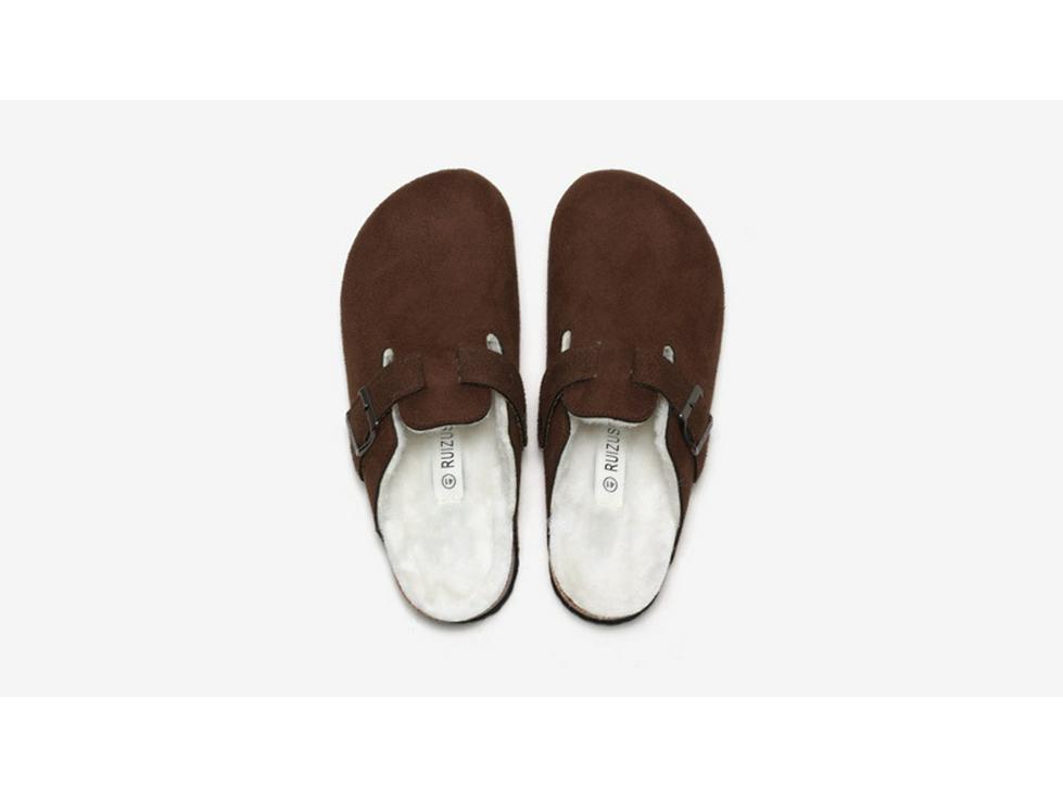 RUIZUSTOCK Winter Cork Slippers: Warm Velvet & Cotton Sandals for Men and Women, Frosted for Outdoor Wear