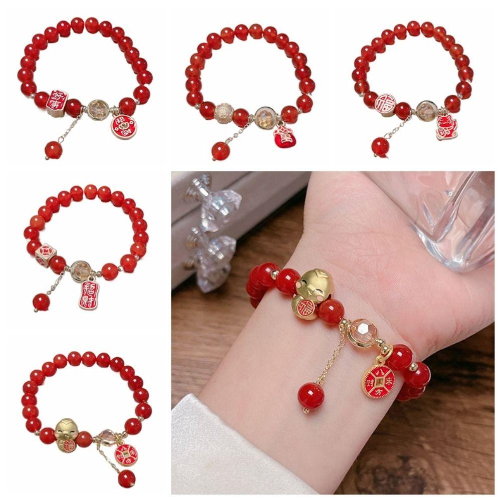 Pendant Burst Bead Bracelet Lucky Cat Beads Bangles Delicate New Snake Year Bracelet  New Year