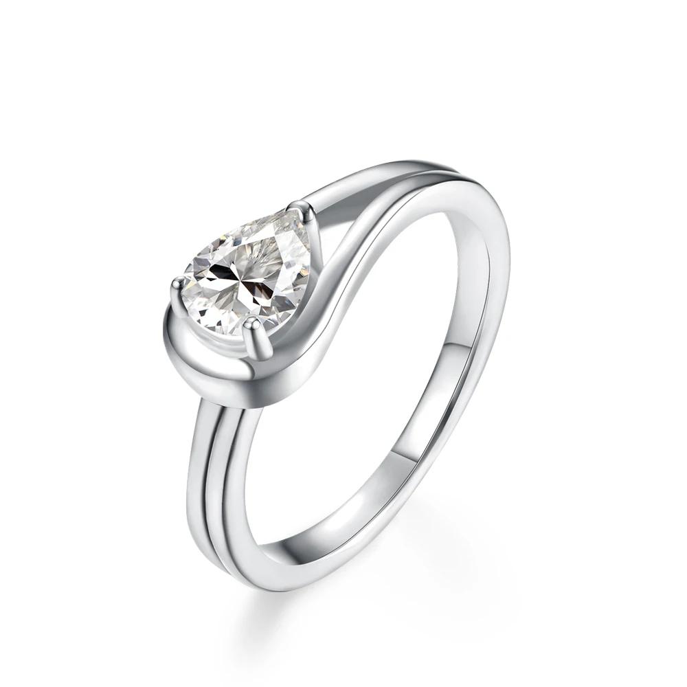 

New 925 Sterling Silver Gold Simple Water Drop White Zircon Rings for Women Party Engagement Fine Jewelry Gift 5