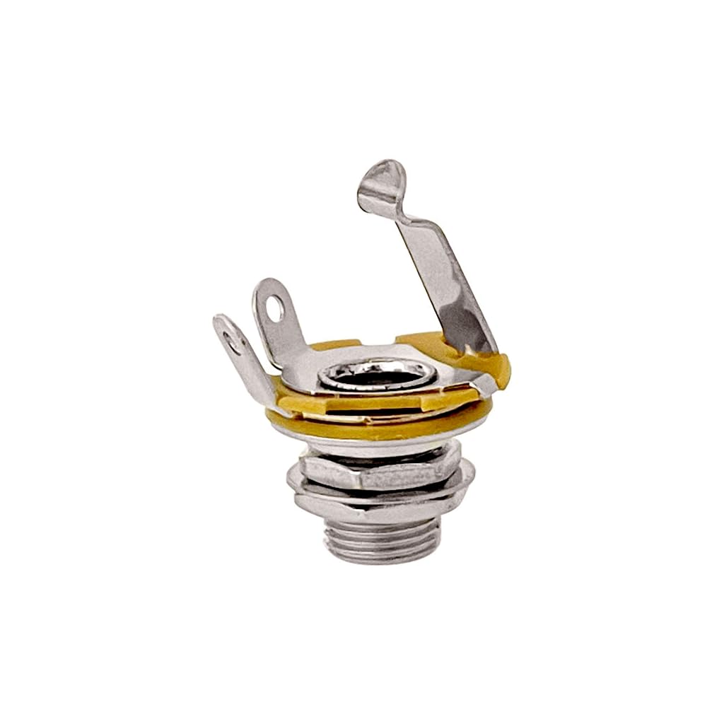 Guitar Open Jack Mono Instrument Input Terminal Replacement Part Silver 6.35mm