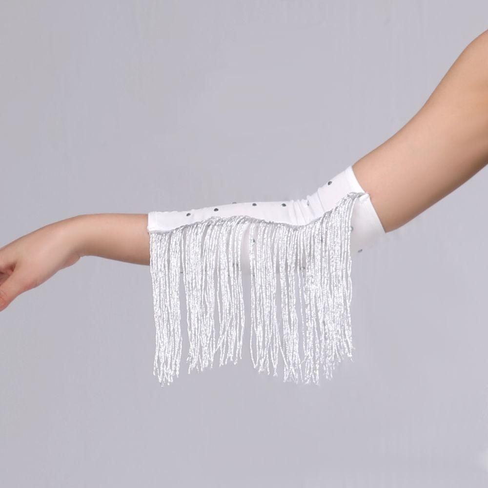 Drilling Rhinestone Latin Dance Fringed Sleeves Flash Fringe Tassel Gloves  Women