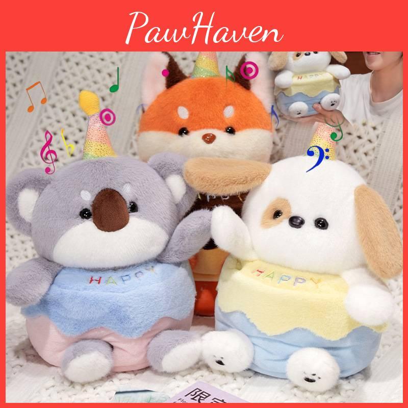 Dog Cute Cartoon Koala Fox Can Sing Birthday Cake Stuffed Toy Gift Children