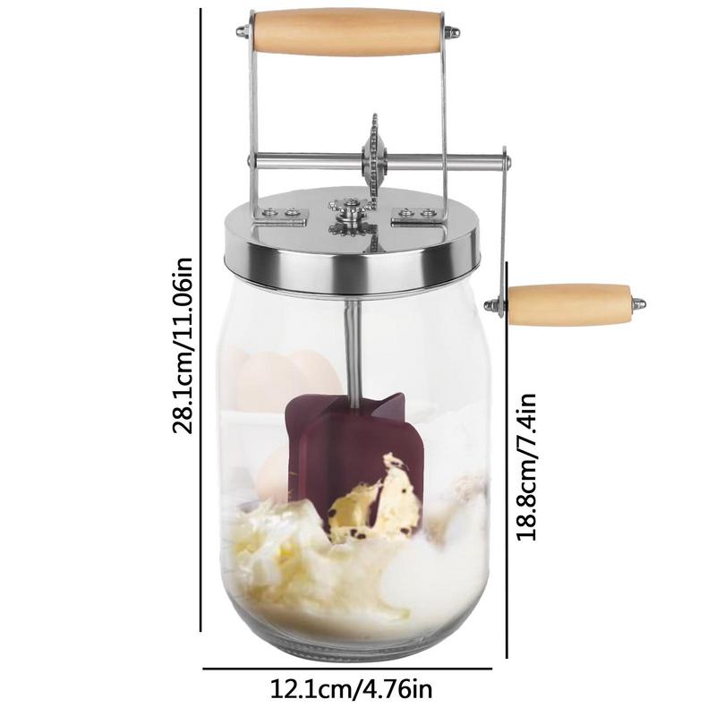 Hausgemachte Buttermaschine Manuelle Butterherstellung Lebensmittelmixer Glas+Silikon 1000ml/1500ml Rührwerk Silikonrad Küchenhelfer
