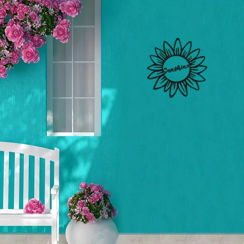 Metal Sunflower with Sunshine Sign - Modern Wall Art for Bedroom and Living Room, Stylish Interior Home Decoration, Perfect Gift