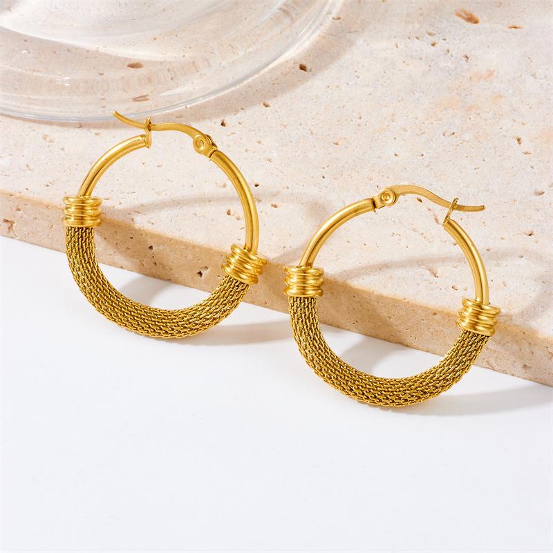 316L Stainless Steel Hollow Geometric Circle Metal Simple Earrings  Boucle Oreille Femme Inoxydable  Pendientes Acero