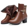 Fashion Winter Boots Women's High Heels Solid Color Fleece Warm Plus Size 42 Outdoor Anti-Skid Middle Boots Botas Mujer Invierno