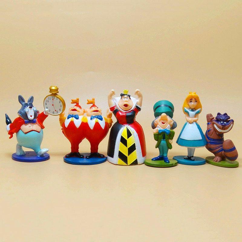 Alice Cartoon Anime In Wonderland Playset 6 Action Figure Cake Topper Toy Doll