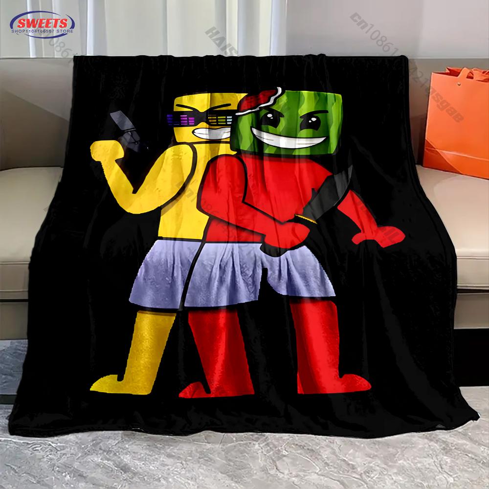 6 Sizes Funny S-Sunny and Mel0n Theme Printed Blanket for Son Daughter Husband,Room Sofa Chair Nap Blanket All Seasons Available