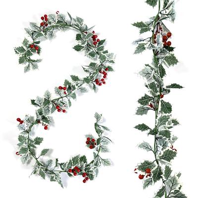 Artificial Simulation Vine Green Leaf Decoration, Christmas Home Atmosphere Red Fruit Decoration Vine Arrangement