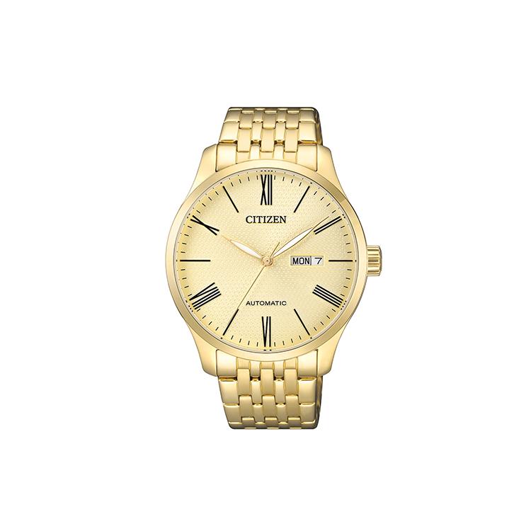 

CITIZEN 50m Water Resistant Automatic Mechanical Movement Gold Plated Stainless Steel Strap Watch NH8352-53P Gold Dial