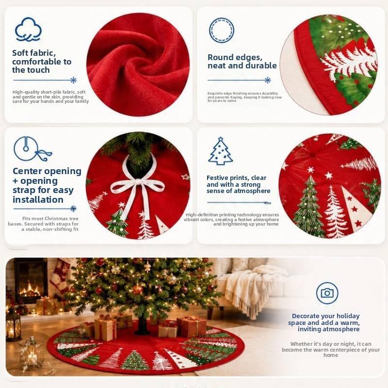 Christmas Tree Skirt Short Plush Decor With Bell Pattern For Holiday Festive Decor