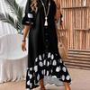 Patchwork Dress European and American 2025 Summer New Women Fashion Casual Patchwork Polka Dot Long Shirt Dress