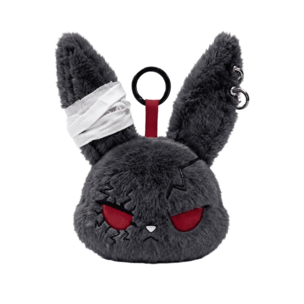 Gothic Wounded Rabbit Keyring Hoop Earrings Cute Furry Bag Pendant Gift For Women