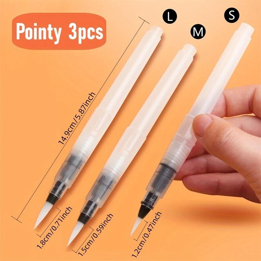 3-18 watercolor brush set, white nylon, with water storage function, DIY painting tools, suitable for school and outdoor use
