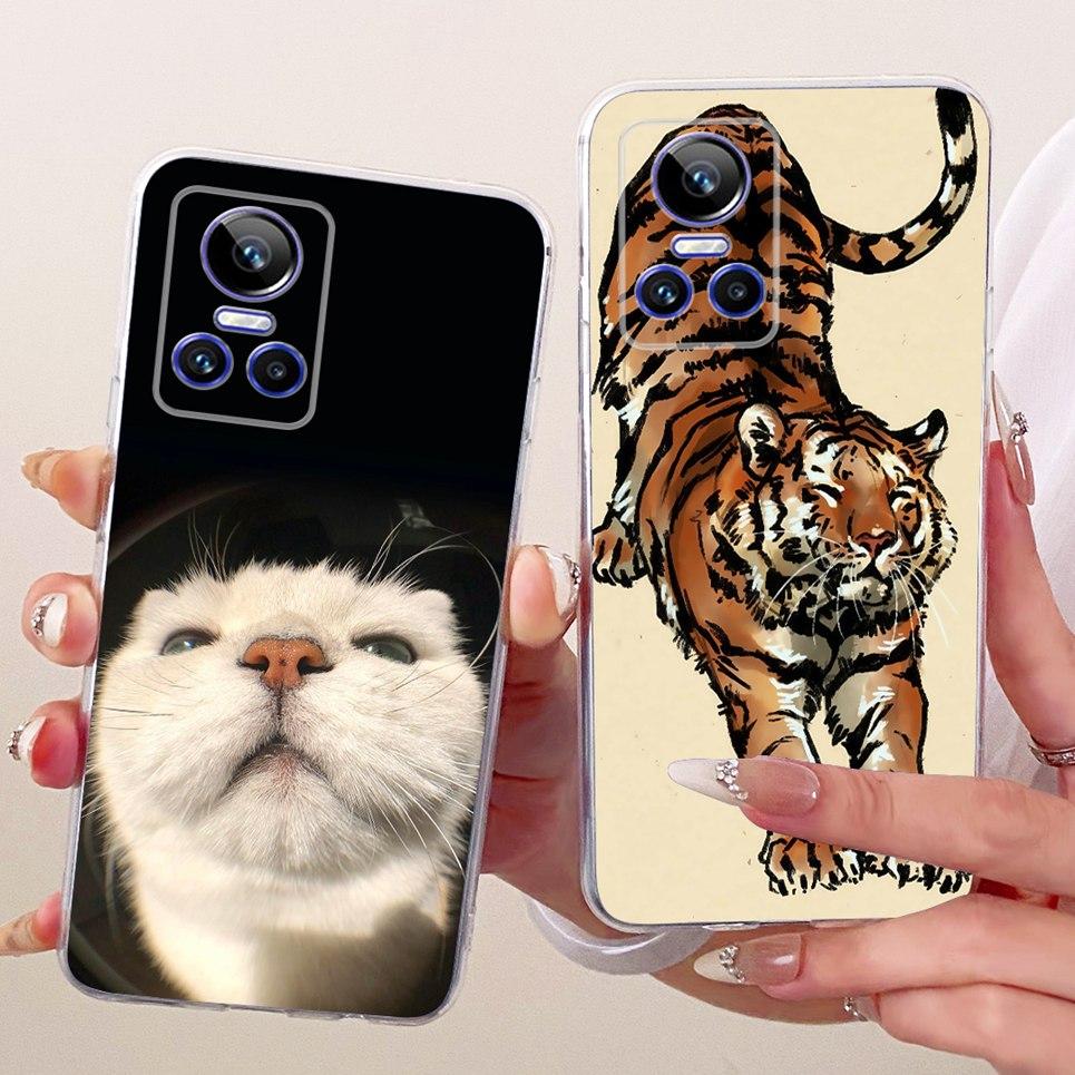 For Realme GT Neo 3 150W Neo 5 240W / Realme GT3 Phone Case Dragon Cute Cat Cartoon Pattern Casing Soft Clear Silicone Cover