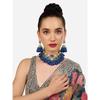 Blue Green Stones Cluster Beads Diamonds Choker Necklace & Earring Set For Women
