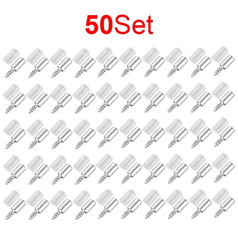 50/4Set Cross Self-tapping Screw with Rubber Sleeve Laminate Support Home Wardrobe Cabinet Glass Hard Nonslip Partition Nails