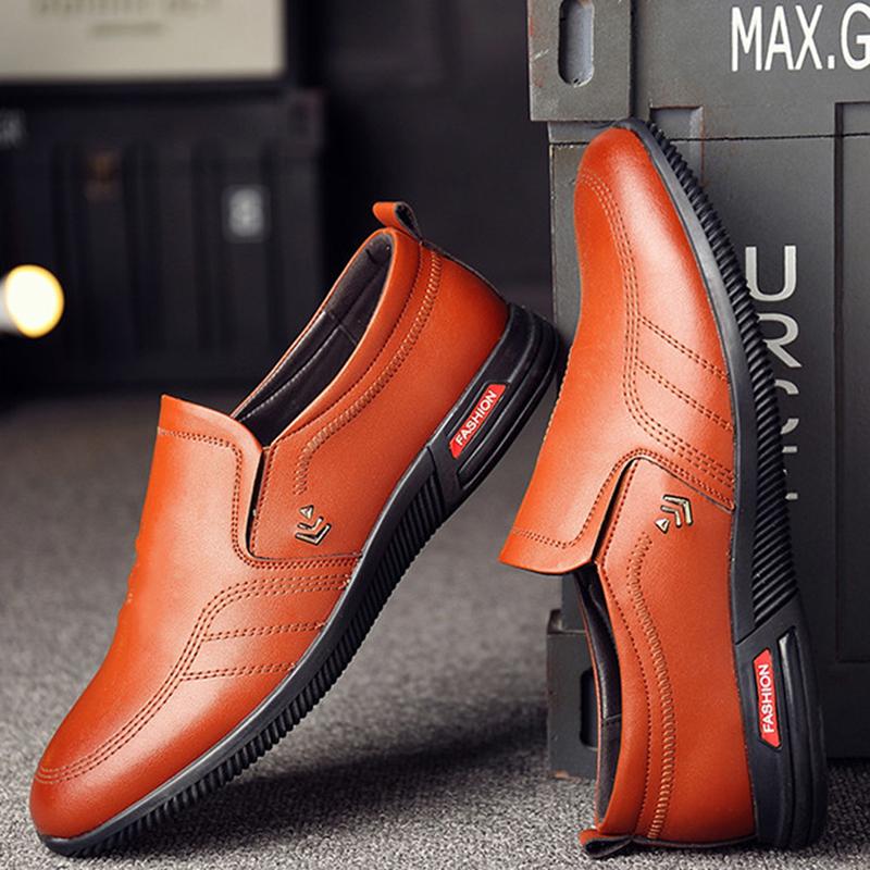 Men's Leather Shoes Business British Men's Shoes Round Toe Soft Bottom Casual Shoes Work Shoes