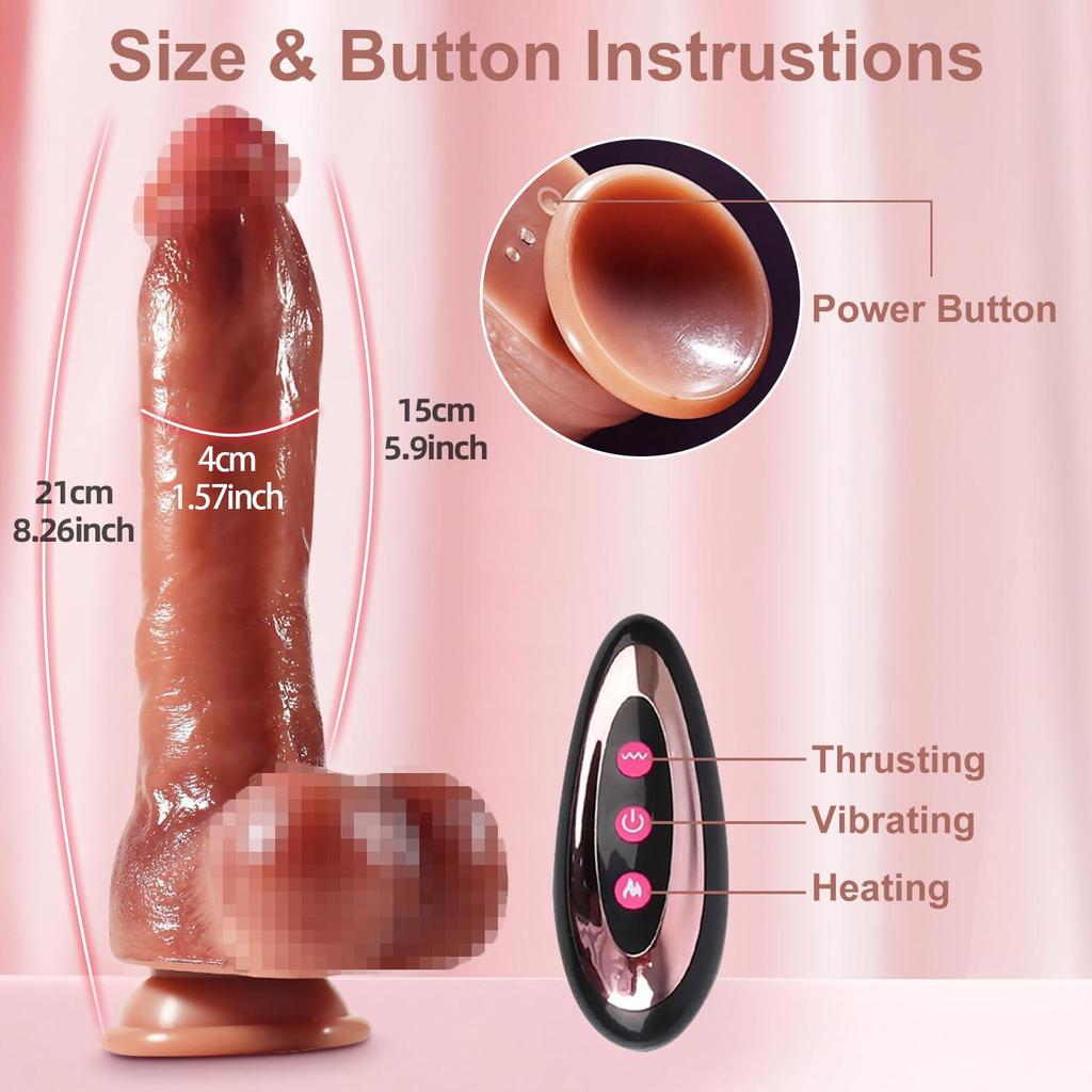 Realistic Dildo Vibrator FairyKiss Female Sex Toys Heated Big Cock Remote Control Penis Retractable Vibrator Anal Female Stimulator