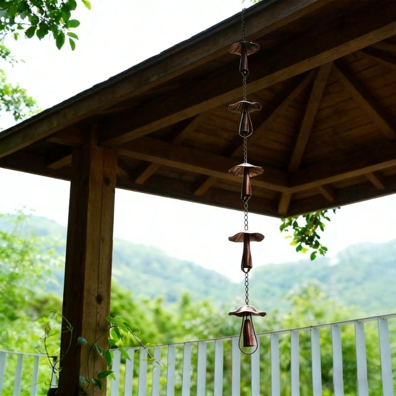 IJzeren Paddenstoel Regenketting, Handgemaakte Metalen Regenafleider voor Dakgoten, Decoratieve Buiten Regenketting Vervanging voor Regenpijpen, Tuin Terras Tuin Kunst
