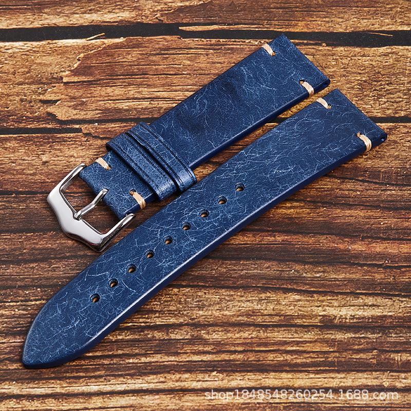 The First Layer Of Cowhide Retro Hand-Stitched Genuine Leather Strap Is Suitable For 20Mm22Mm Unisex Hot Products