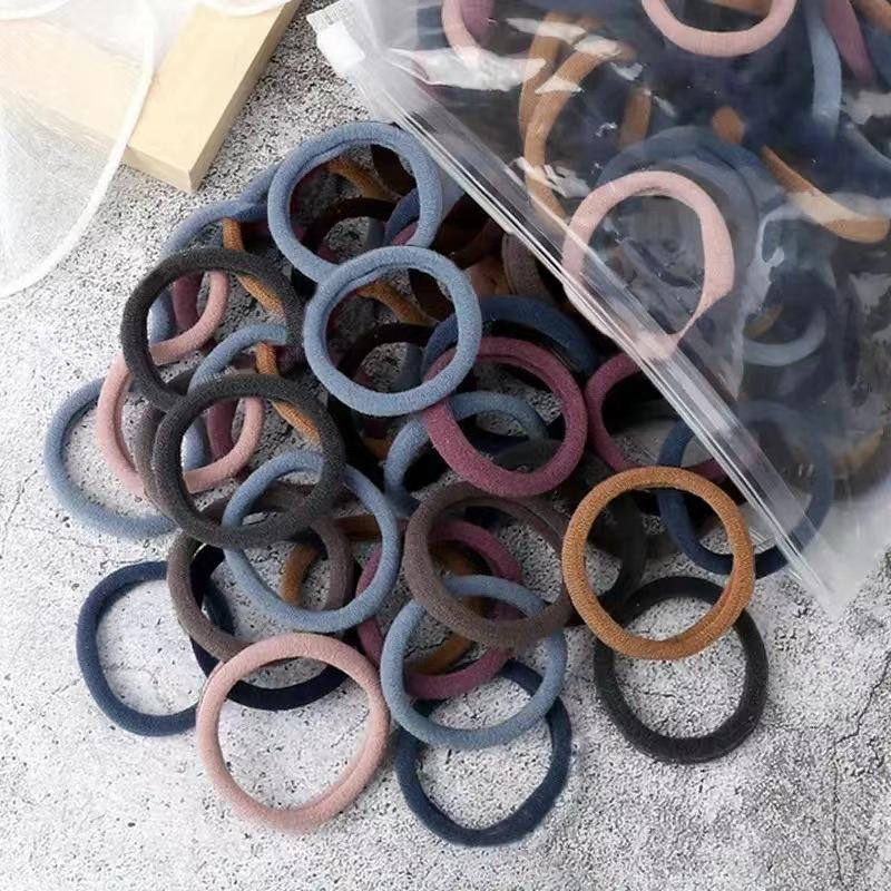 50PCS/Set Women Girls Basic Hair Bands 4cm Simple Solid Colors Elastic Headband Hair Ropes Ties Hair Accessories Ponytail Holder
