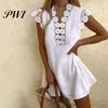 Lace Dress Women Hollow Out Summer Flower Pattern A-Line for Daily Wear Mini