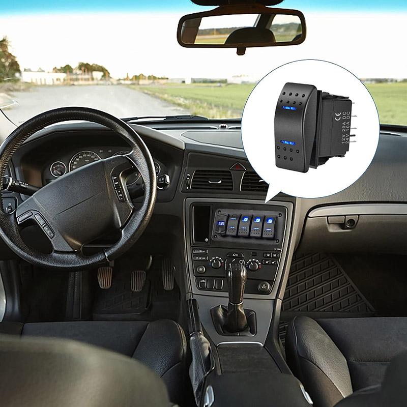 12V/20A 24V/10A Vodotěsný kolébkový přepínač pro lodě, 7pinový SPST, přepínač ON-OFF-ON, dvojité LED světlo pro auto, nákladní automobil, obytný vůz, lodní a nákladní automobil