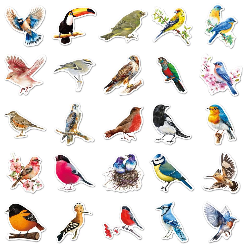 Waterproof Cute Bird Swallow Stickers - 50 Sheets for Graffiti, Stationery, Storage Box, Car, Notebook & More!