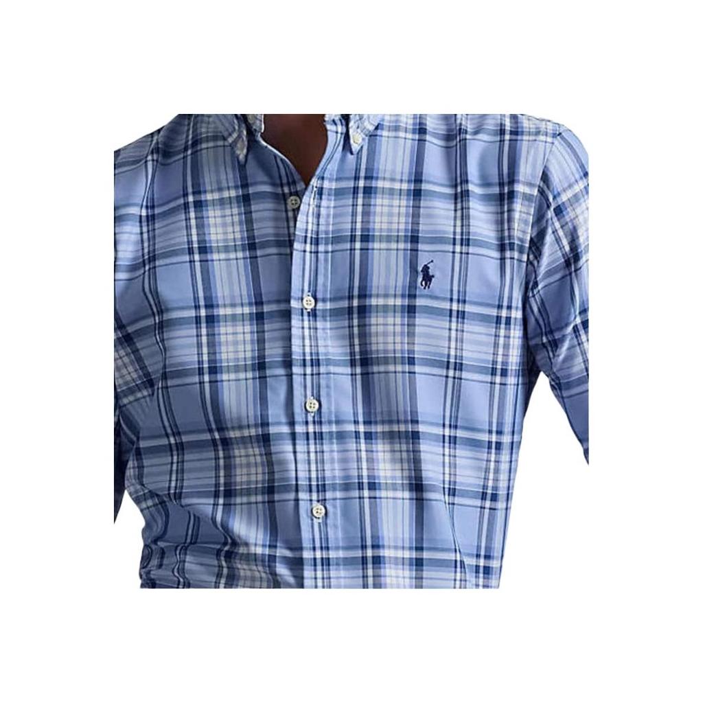 Polo Ralph Lauren Logo Embroidered Plaid Button-Down Long Sleeve Shirt Men Shirts Blue 71095177-401
