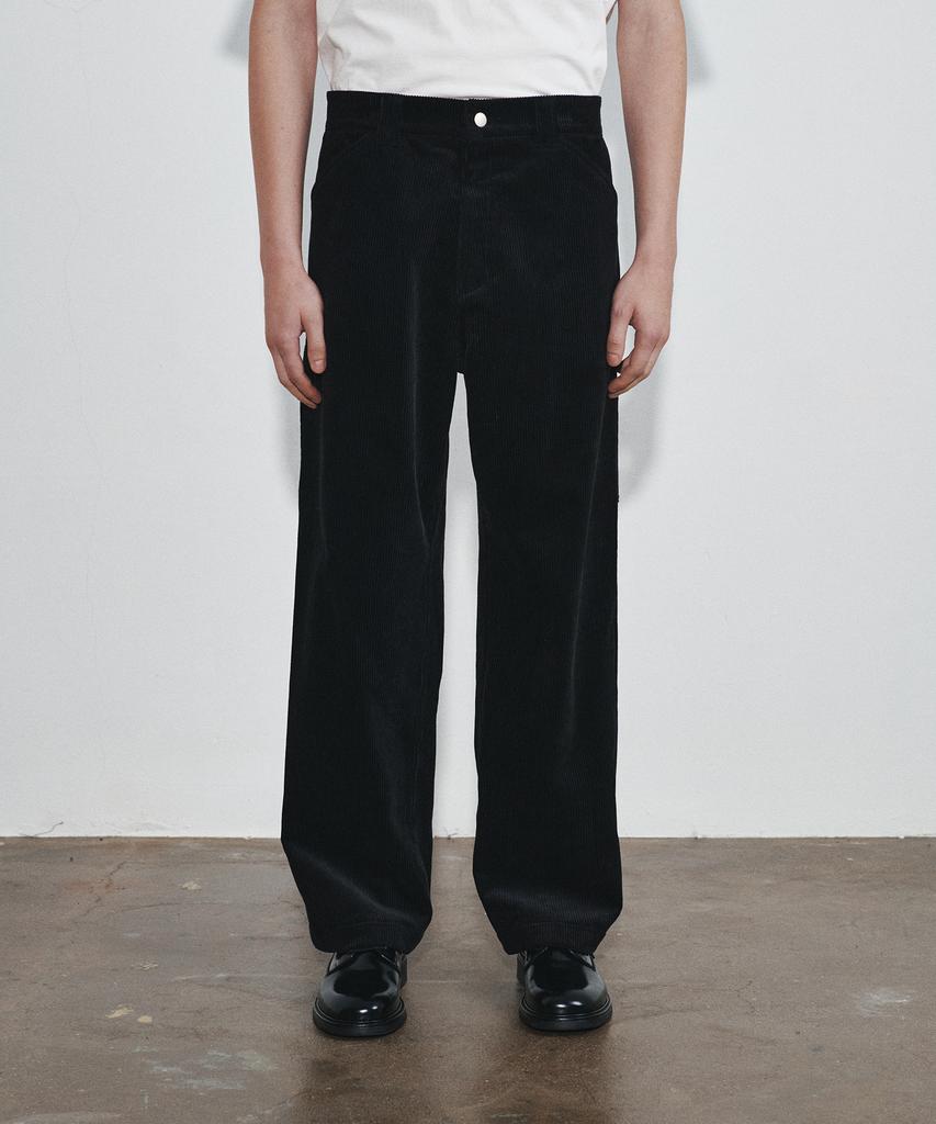 Hoite Rise Corduroy Work Pants (Black)
