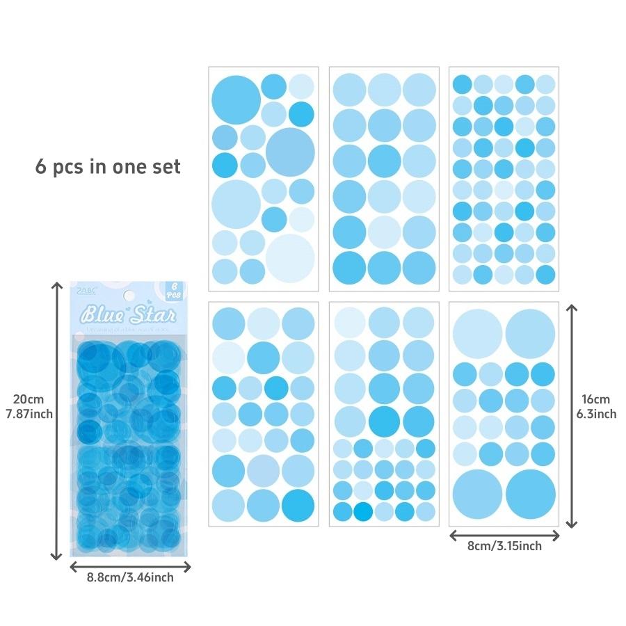 Multi Color Dot Stickers 6pcs/pack, Removable Self-Adhesive Round Tags PET Stickers Waterproof, Decoration Stickers