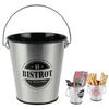 [A1690] - Small Silver-black 'Bistrot' Metal Bucket - 10x7 Cm