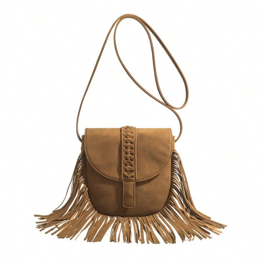 MTMA Dames Lente en Zomer Leren Tas Mode Schoudertas met Franjes bruin