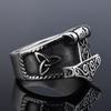 Viking Style Thor Hammer Knot Design Stainless Steel Fade Resistant Ring
