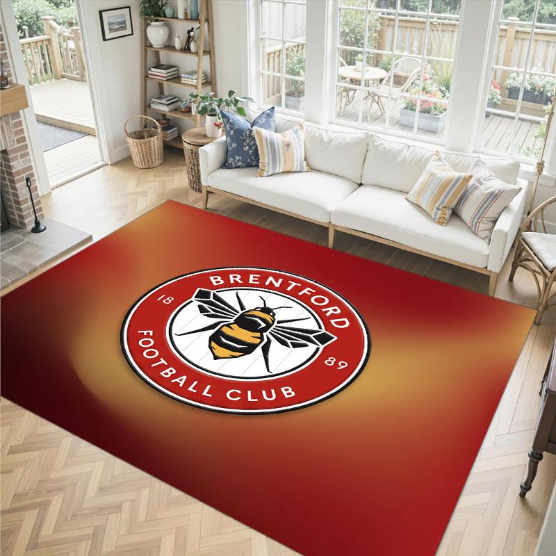 Brentford Football Design Crystal Velvet Carpet Cozy Non?Slip Printed Rug For Bedroom Living Room Entrance
