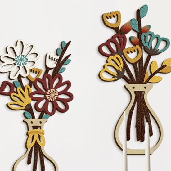 Hölzerne Blumenvase Wandkunst Rustikales Bauernhaus Holz Blumen Wanddeko Minimalistisch Boho Pflanzen Blumenstrauß Deko für Wohnzimmer Badezimmer Schlafzimmer