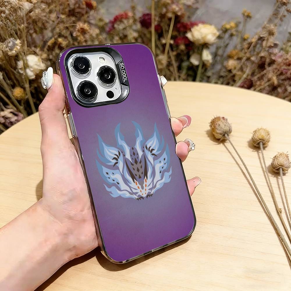 

Game M-Monster-Hunter Phone Case For iPhone 17,16,15,14,13,12,11 Plus,Pro Max,XS,Colored Silver Plated Inside Cover iPhone12Pro