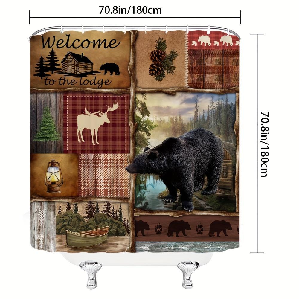 Rustic Lodge Shower Curtain - Water-Resistant Fabric for Bathroom - Perfect for Cabin and Nature Enthusiasts