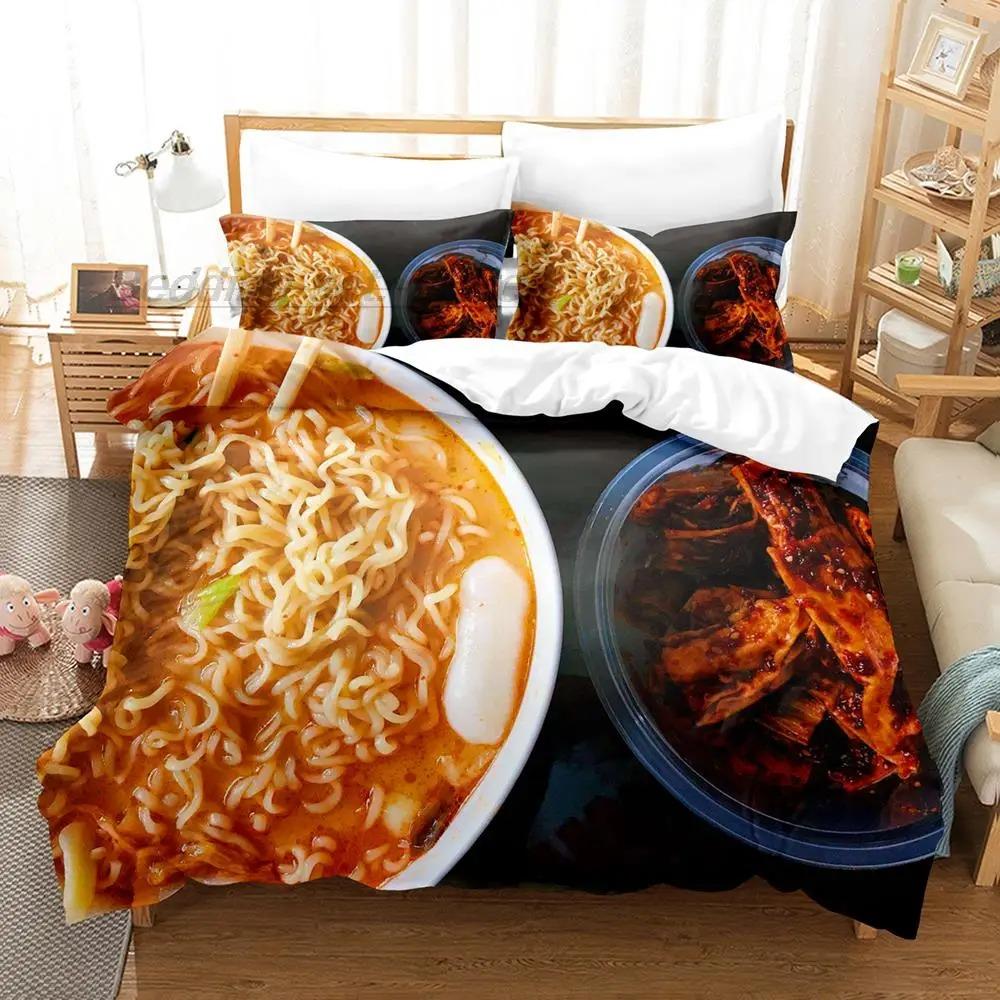 Gourmet Spaghetti Italian Bedding Set Single Twin Full Queen King Size Bed Set Aldult Kid Bedroom Duvetcover Sets 3D Breakfast