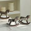 Minimalists Wood Rocking Horse Sculpture Artistic Room Decors For Bookshelf Coffee Table Nordic Design Ornament Gift
