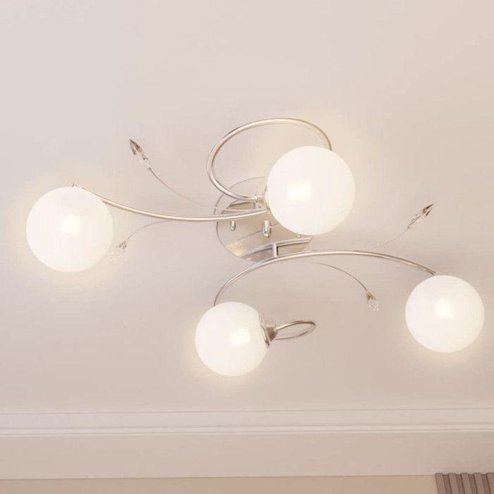 Plafonnier avec abat jour ronds en verre pour 4 LED G9