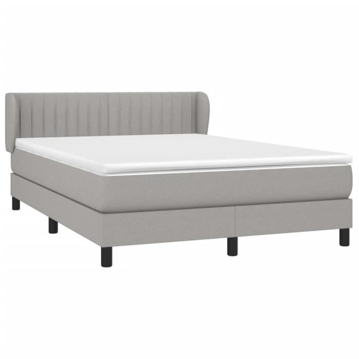 VidaXL Lit à sommier tapissier avec matelas Gris clair 140x190cm Tissu - Modèle 3126397