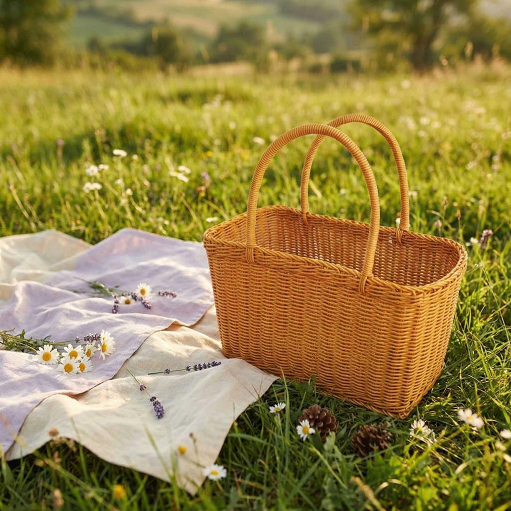 Wicker Fruit Basket, Supermarket Shopping Basket, Picnic Basket